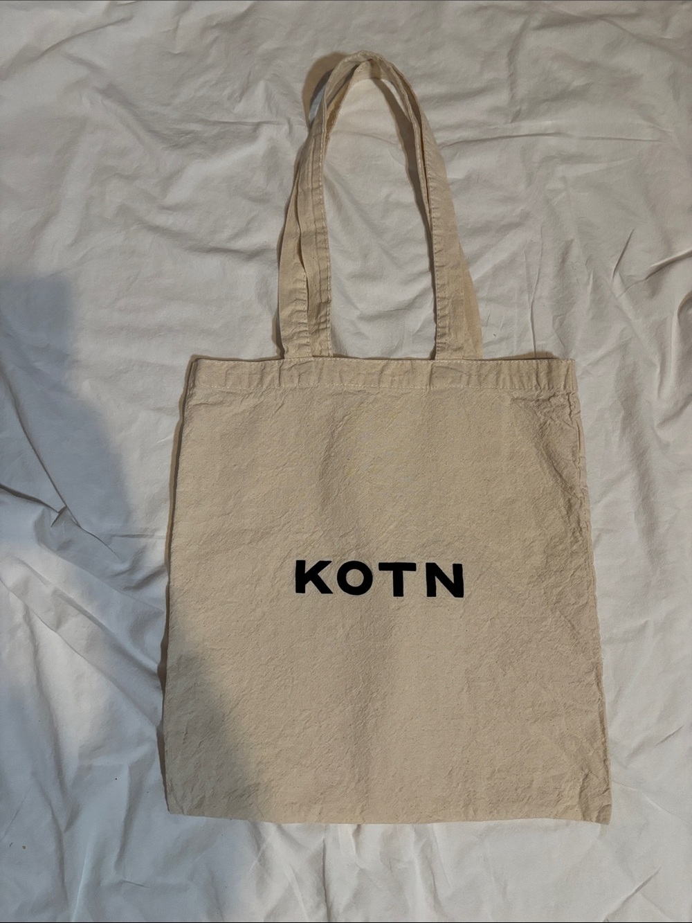 KOTN Beige Canvas Tote with Black Logo